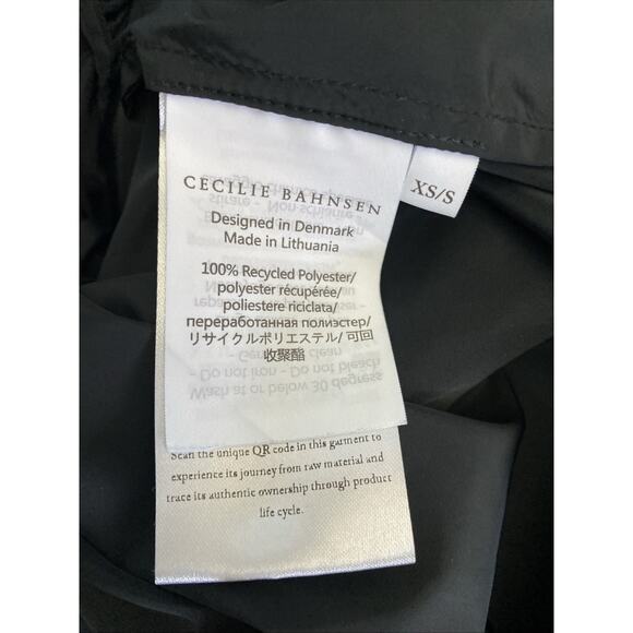 CECILIE BAHNSEN Black Wrap Dress Short Sleeve Ruffled V neck Mini XS S - Picture 8 of 10